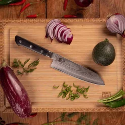 Sale Hashi Damascus Santoku Kniv 18 cm, Pakkatræ Japanske Knive
