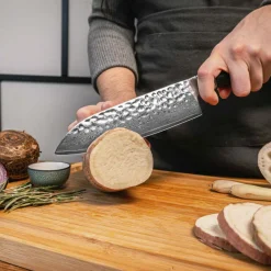 KOTAI Japanske Knive > Pakka Damascus Santoku Kniv 18 cm, Pakkatræ