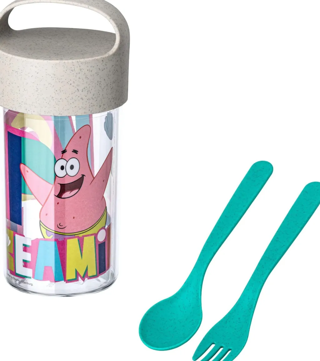 Børn Koziol Drikkedunke Til Børn|Opbevaring Til Køkkenet > BUDDY Svampebob Patrick Snackboks/Drikkedunk m. Bestik 500 ml, Organic Sand