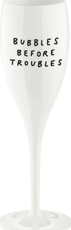 Best Koziol CHEERS No. 1 BUBBLES BEFORE TROUBLES Champagneglas 10 cl, Cotton White