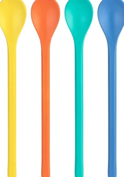 Koziol Spiseskeer > NORA Lang Ske 4 stk. 13,4 cm, Strong Blue/Coral/Grøn/Gul