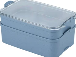 Best STAKK BENTO BOX Opbevaringsboks 2 L, Nature Flower Blue/Crystal Clear Opbevaring Til Køkkenet|Madkasser Og -Poser