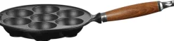 Le Creuset Pander > Æbleskivepande m. Træhåndtag 20 cm, Matte Black
