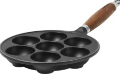 Le Creuset Pander > Æbleskivepande m. Træhåndtag 20 cm, Matte Black