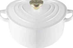 Clearance Le Creuset Heart Signature Støbejernsbuffetgryde m. Hjerteformet Knop 20 cm/1,9 L, White