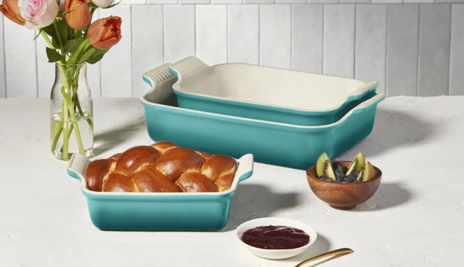 Discount Le Creuset Heritage Rektangulært Fad , Bleu Riviera