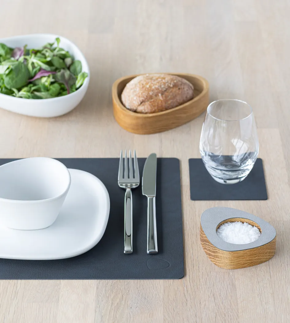 Discount Lind DNA Square Recycled Læder Dækkeserviet , Nupo Sort