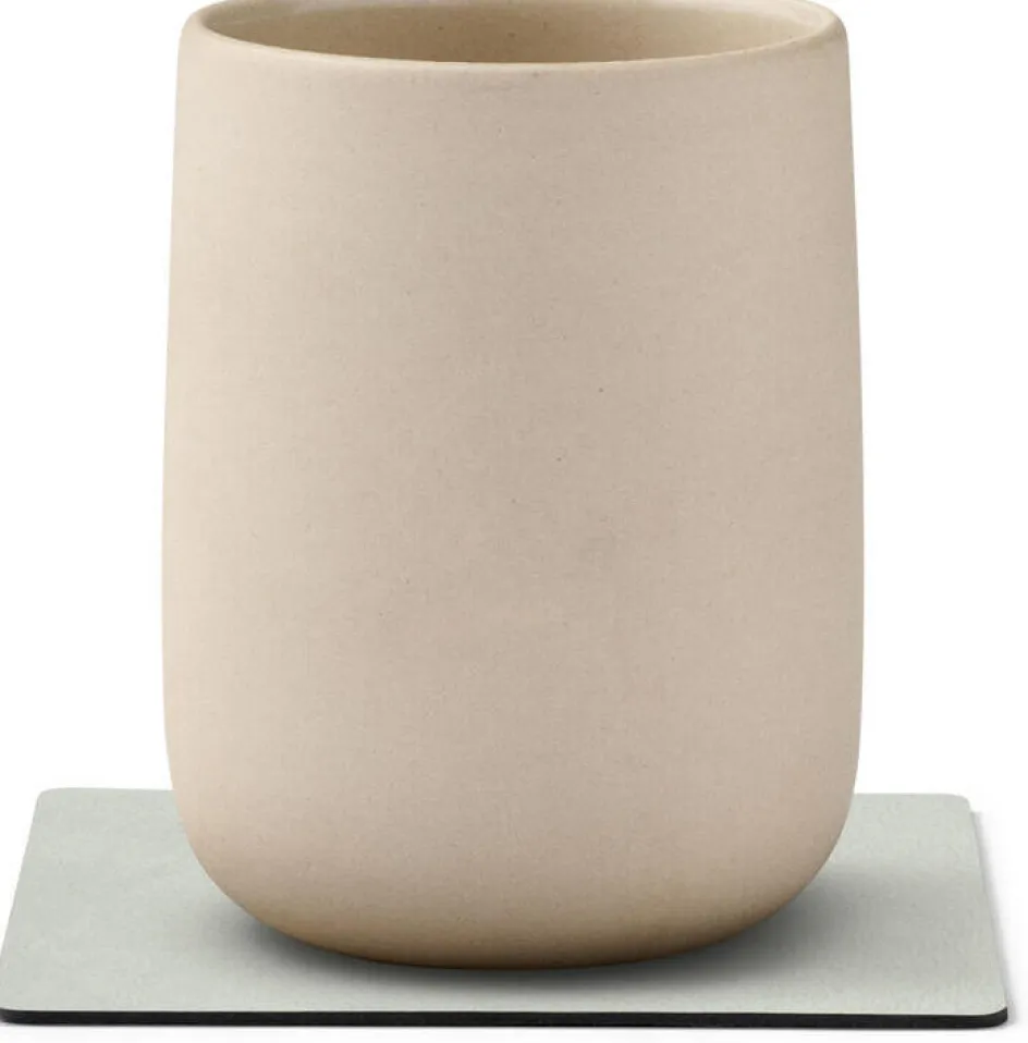 Lind DNA Square Vendbar Recycled Læder Glasbrik 10x10 cm, Cloud Sort/Nupo Metallic