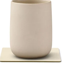 Sale Lind DNA Square Vendbar Recycled Læder Glasbrik 10x10 cm, Nupo Vanilla/Hazel