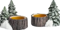 Outlet Lykketrold Familien Grandam Fyrfadsstage 2 stk. H6 cm, Lykkeskoven Julelys|Fyrfadsstager