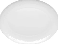 Lyngby Porcelæn Spisestue|Fade > Rhombe Ovalt Serveringsfad , Hvid