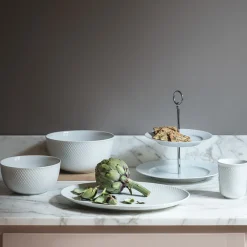 Best Lyngby Porcelæn Rhombe Serveringsskål , Hvid