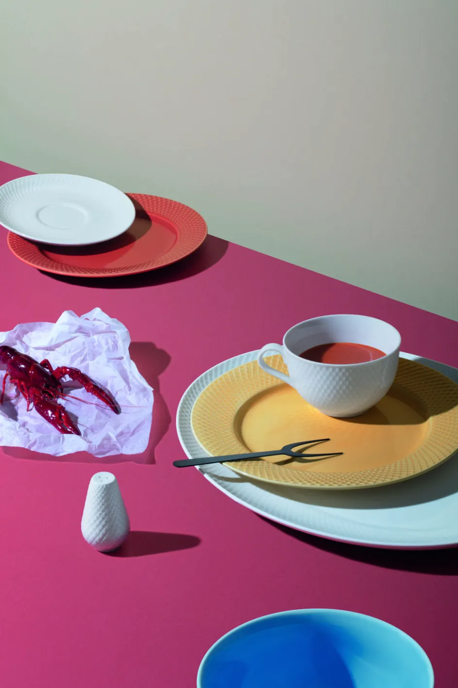 Sale Lyngby Porcelæn Rhombe Tekop m. Underkop 39 cl, Hvid