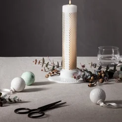 Lyngby Porcelæn Bloklysestager > Rhombe Bloklysestage H3 cm, Hvid