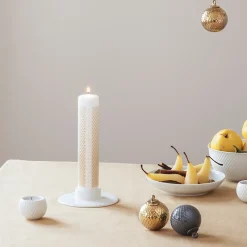 Lyngby Porcelæn Bloklysestager > Rhombe Bloklysestage H3 cm, Hvid