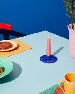 New Lyngby Porcelæn Rhombe Color Lysestage H3 cm, Mørk Blå