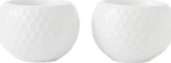 Lyngby Porcelæn Fyrfadsstager > Rhombe Fyrfadsstage 2 stk. H4,6 cm, Hvid