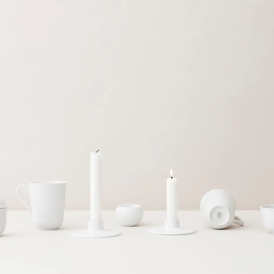 New Lyngby Porcelæn Rhombe Lysestage H3 cm, Hvid