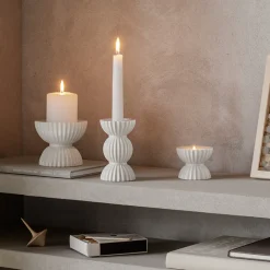 Outlet Tura Bloklysestage H10 cm, Hvid Bloklysestager