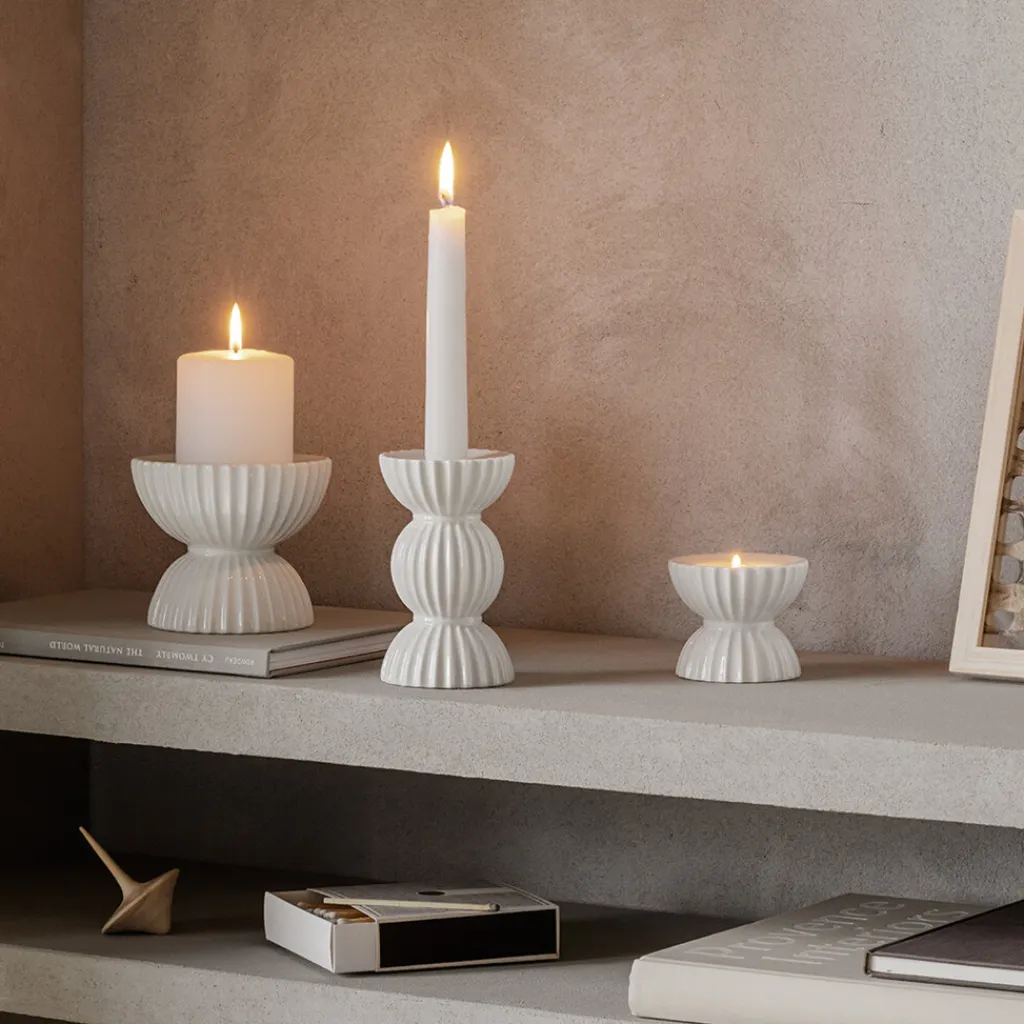 Outlet Tura Bloklysestage H10 cm, Hvid Bloklysestager