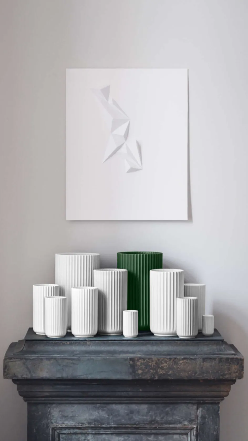 Lyngby Porcelæn Vase H31 cm, Mørk Grøn