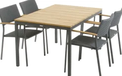 New Mandalay Havemøbelsæt m. Toscana Bord 132 cm og 4 Siena Stole, Teak/Antracit