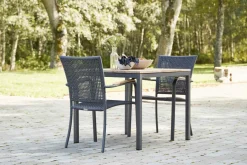 Best Mandalay Havemøbelsæt m. Toscana Bord 82 cm og 2 Ravello Stole, Teak/Antracit