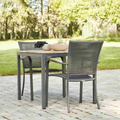 Best Mandalay Havemøbelsæt m. Toscana Bord 82 cm og 2 Ravello Stole, Teak/Antracit