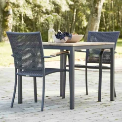 Best Mandalay Havemøbelsæt m. Toscana Bord 82 cm og 2 Ravello Stole, Teak/Antracit
