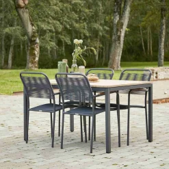 Outlet Mandalay Havemøbelsæt m. Toscana Bord 132 cm og 4 Verona Stole, Teak/Antracit
