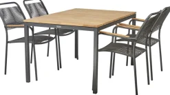 Outlet Mandalay Havemøbelsæt m. Toscana Bord 132 cm og 4 Verona Stole, Teak/Antracit
