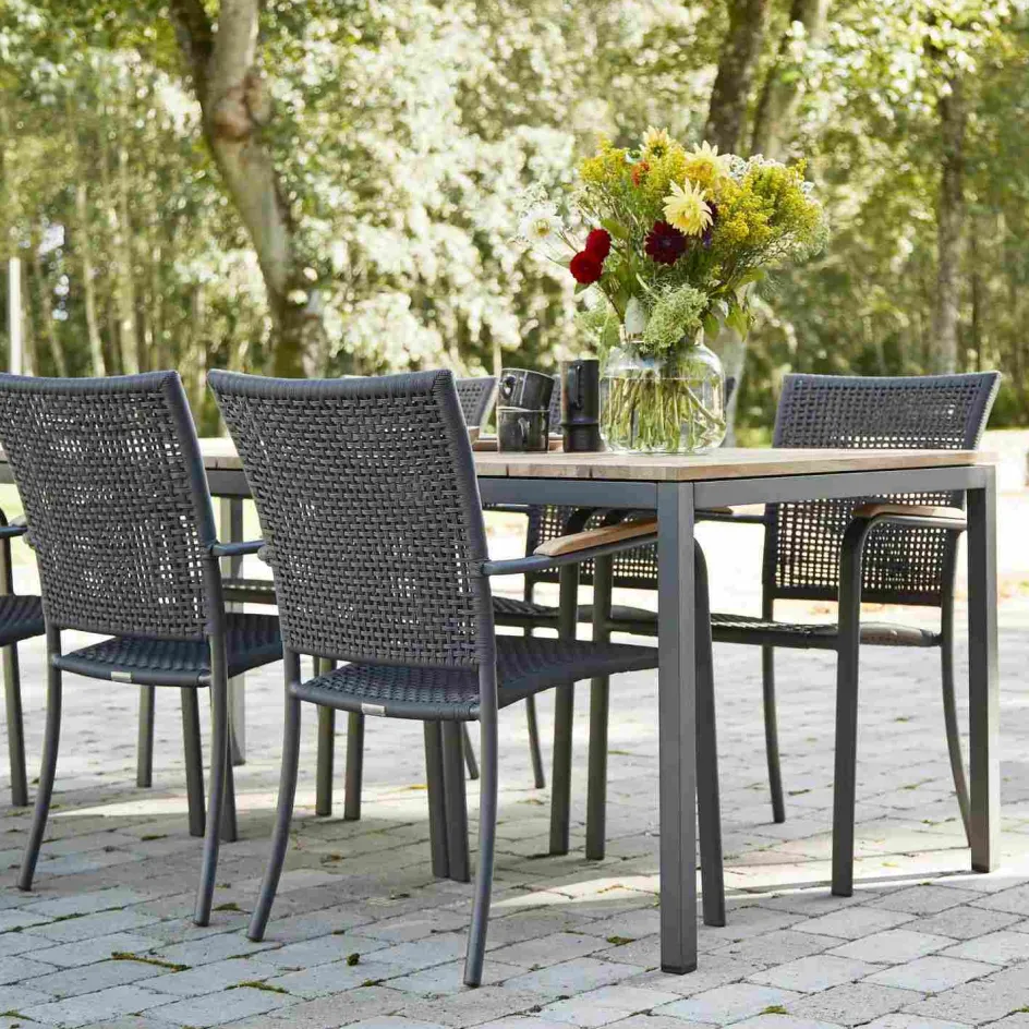 Hot Mandalay Havemøbelsæt m. Toscana Bord 197 cm og 6 Ravello Stole, Teak/Antracit