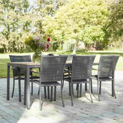 Hot Mandalay Havemøbelsæt m. Toscana Bord 197 cm og 6 Ravello Stole, Teak/Antracit