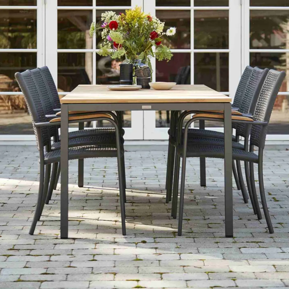Hot Mandalay Havemøbelsæt m. Toscana Bord 197 cm og 6 Ravello Stole, Teak/Antracit