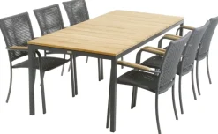 Hot Mandalay Havemøbelsæt m. Toscana Bord 197 cm og 6 Ravello Stole, Teak/Antracit