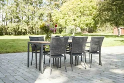Hot Mandalay Havemøbelsæt m. Toscana Bord 197 cm og 6 Ravello Stole, Teak/Antracit