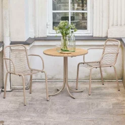 Sale Mandalay Marguerit Cafesæt m. 2 Ivy Wire Stole Ø70 cm, Teak/Taupe