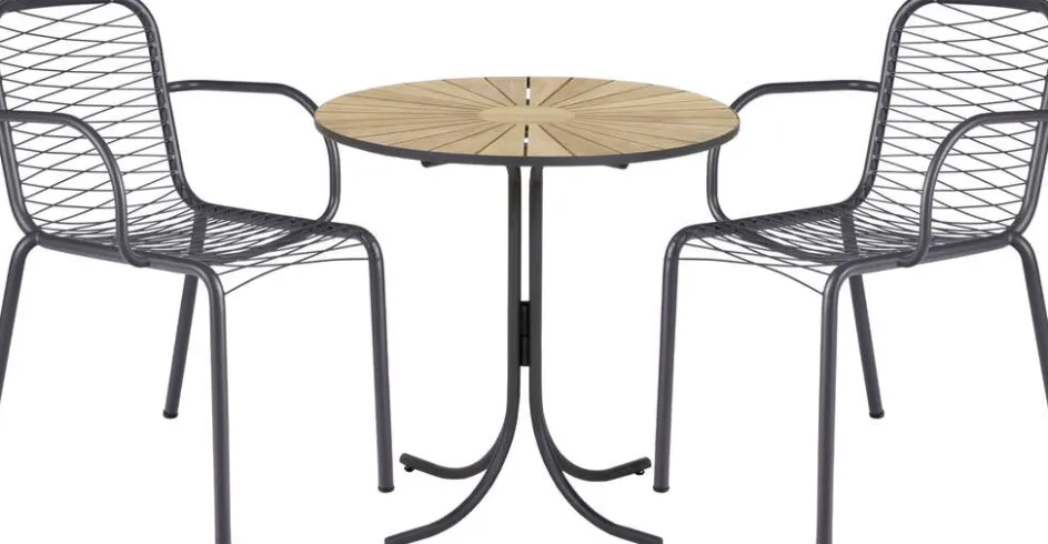 Discount Mandalay Marguerit Cafesæt m. 2 Ivy Wire Stole Ø70 cm, Teak/Antracit