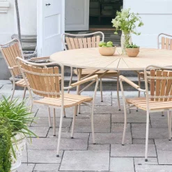 Best Mandalay Marguerit Havemøbelsæt m. 6 Stole Ø140 cm, Teak/Taupe