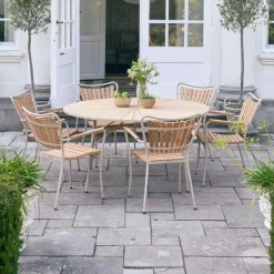 Best Mandalay Marguerit Havemøbelsæt m. 6 Stole Ø140 cm, Teak/Taupe