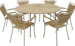 Best Mandalay Marguerit Havemøbelsæt m. 6 Stole Ø140 cm, Teak/Taupe