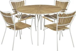 Outlet Mandalay Marguerit Havemøbelsæt m. 4 Stole , Teak/Hvid