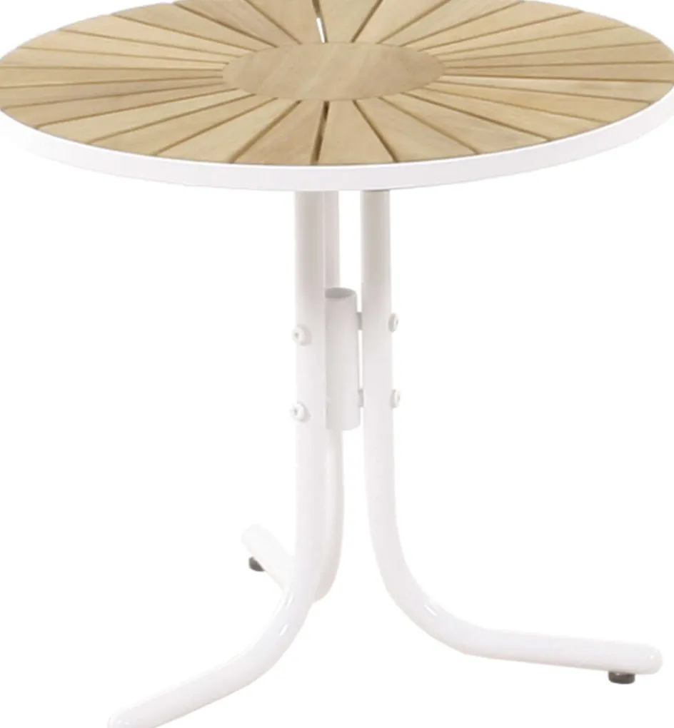 New Mandalay Marguerit Loungebord Ø50 cm, Teak/Hvid