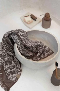 Mette Ditmer Håndklæder Og Vaskeklude|Badeværelse > Morocco Håndklæde , Chokolade/Off-white