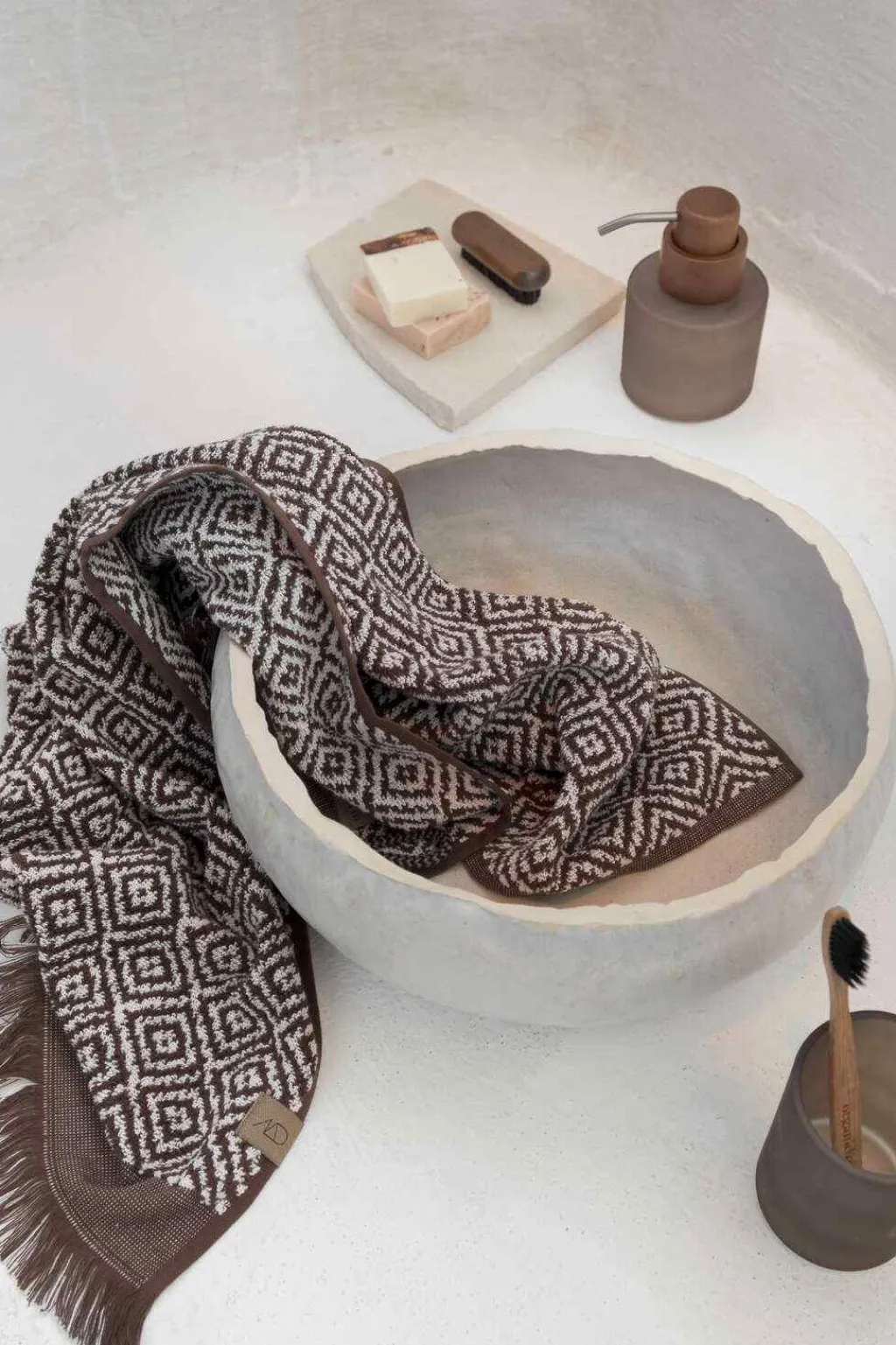 Mette Ditmer Håndklæder Og Vaskeklude|Badeværelse > Morocco Håndklæde , Chokolade/Off-white
