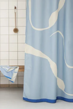 Online Mette Ditmer Nova Arte Badeforhæng 150x200 cm, Lys Blå/Off-white
