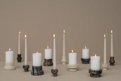 Marble Lysestage Ø10 x H5 cm, Sort/Grå Lysestager