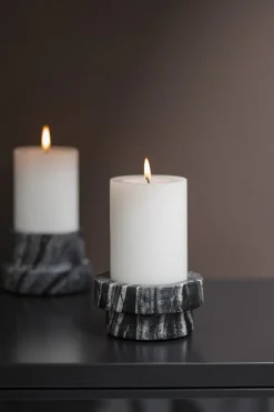 Marble Lysestage Ø10 x H5 cm, Sort/Grå Lysestager