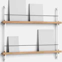 Online MOEBE Magasinreol S/85x73 cm, Hvid/Eg
