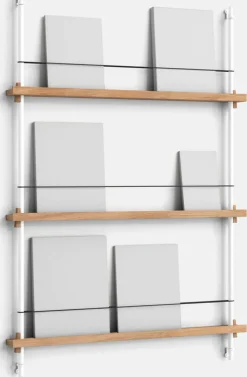 Hot MOEBE Magasinreol 123x85 cm, Hvid/Eg